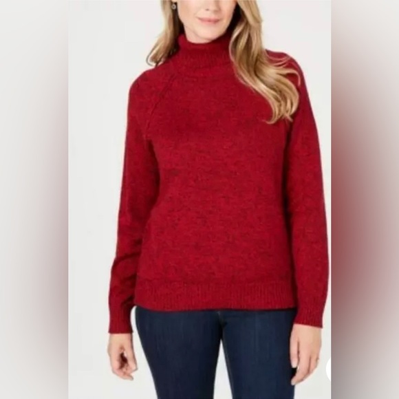 NWT  Karen Scott Women’s Marled Turtleneck Sweater Deep Red - Picture 1 of 1